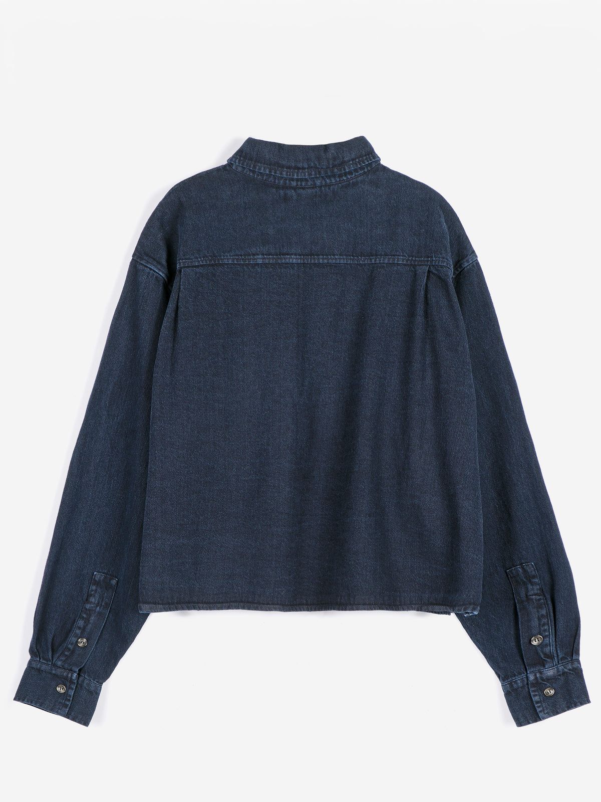 Big corduroy pockets light denim shirt