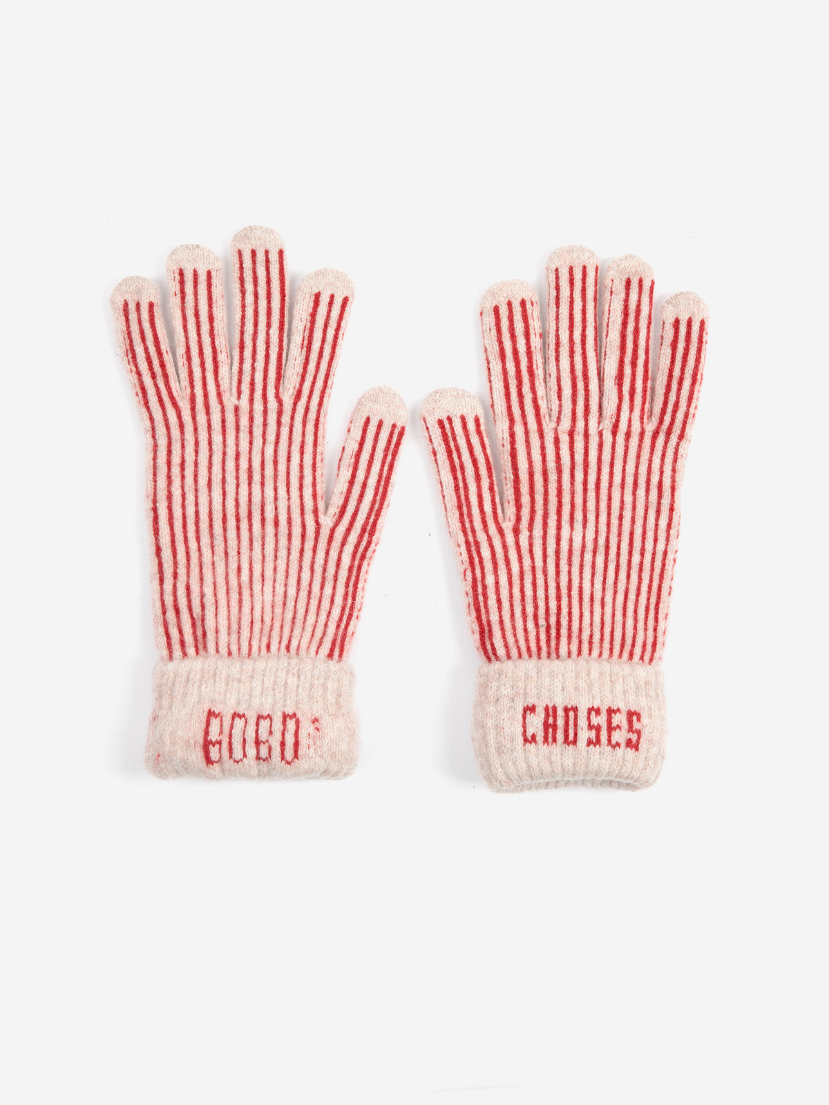 Merino wool stripes knitted gloves