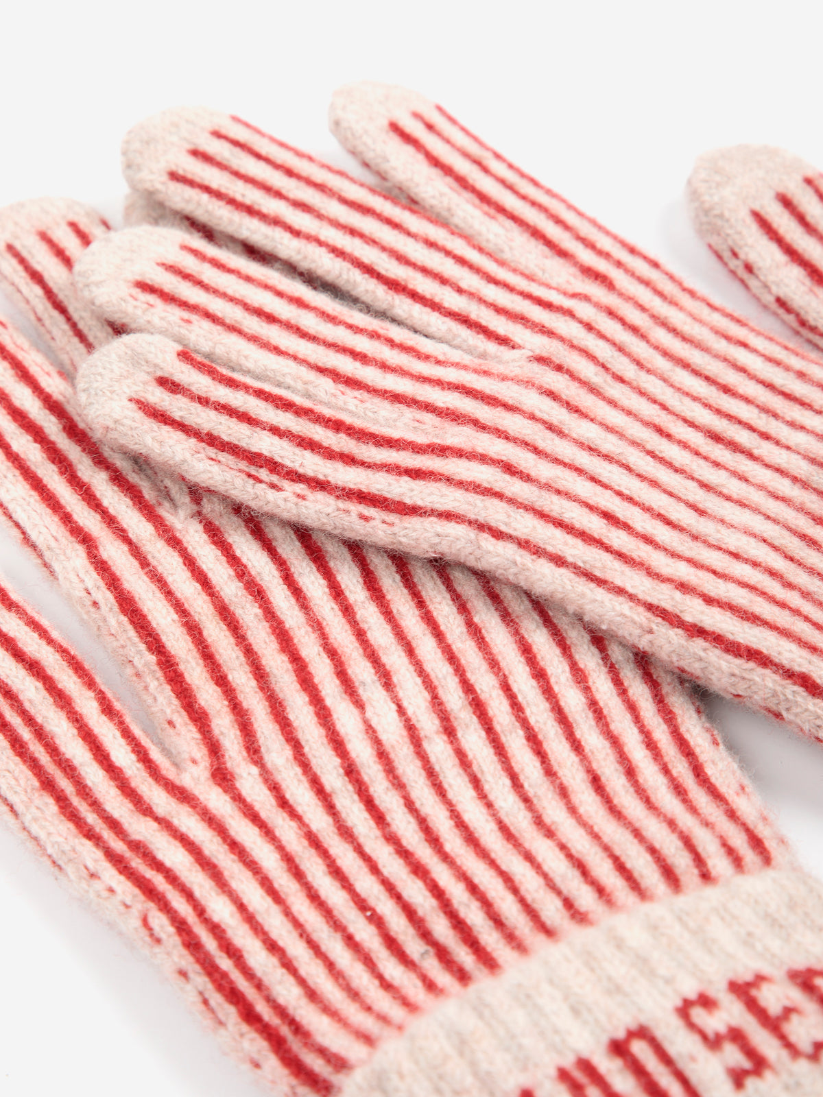 Merino wool stripes knitted gloves