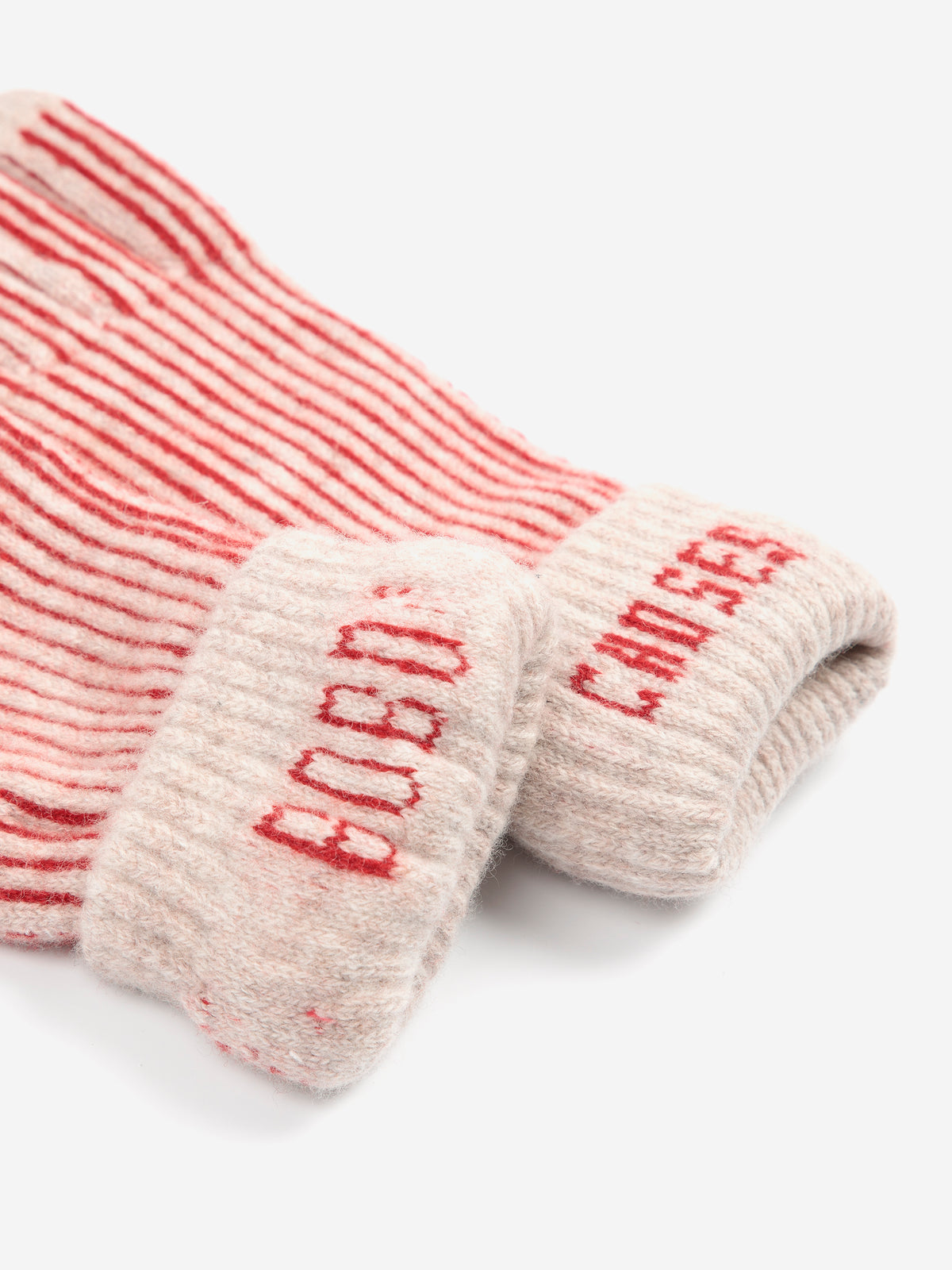 Merino wool stripes knitted gloves