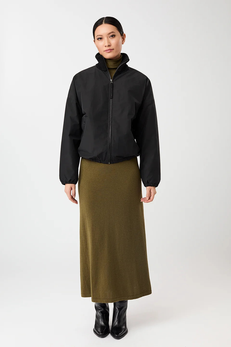 PADDED BLOUSON WITH RIB COLLAR