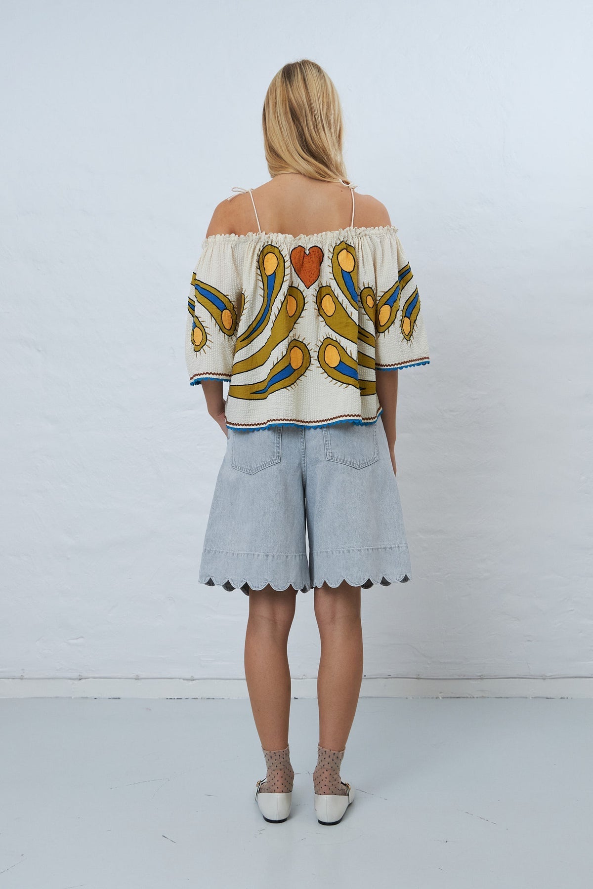 embroidered strap top