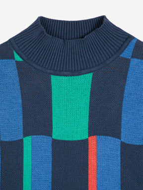 Geometric jacquard turtleneck jumper
