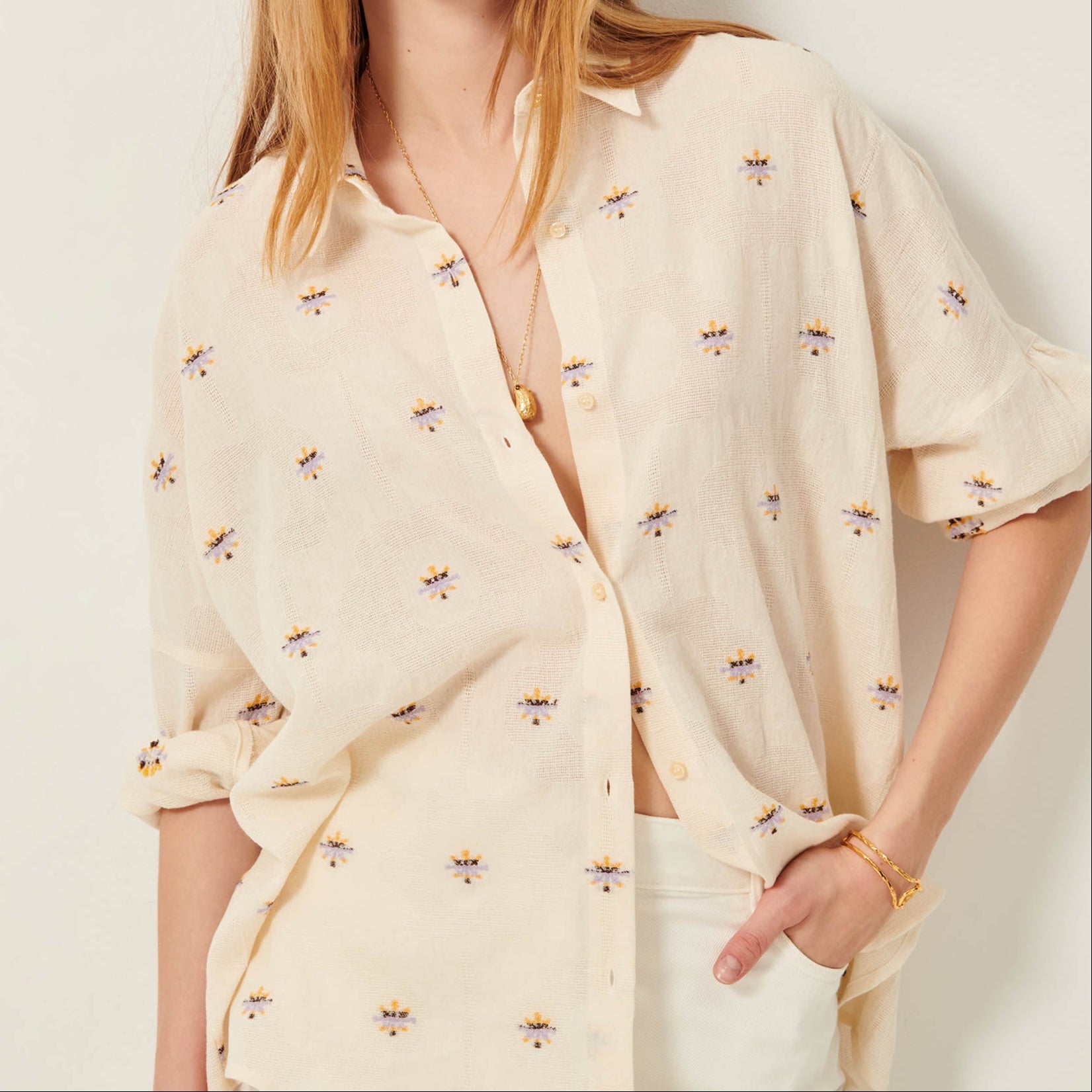 BOTENZO wide embroidery shirt
