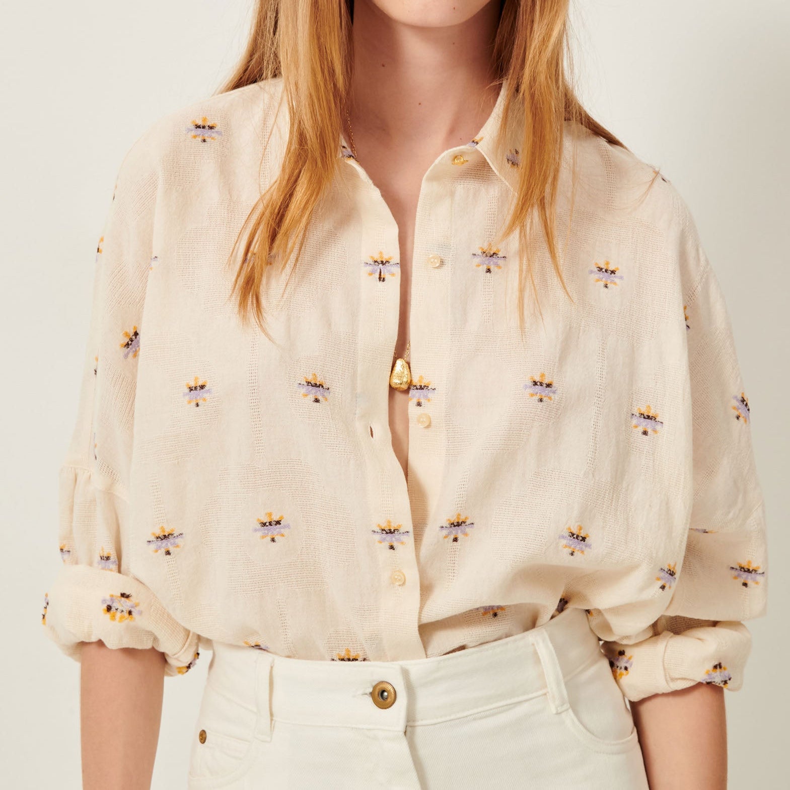 BOTENZO wide embroidery shirt