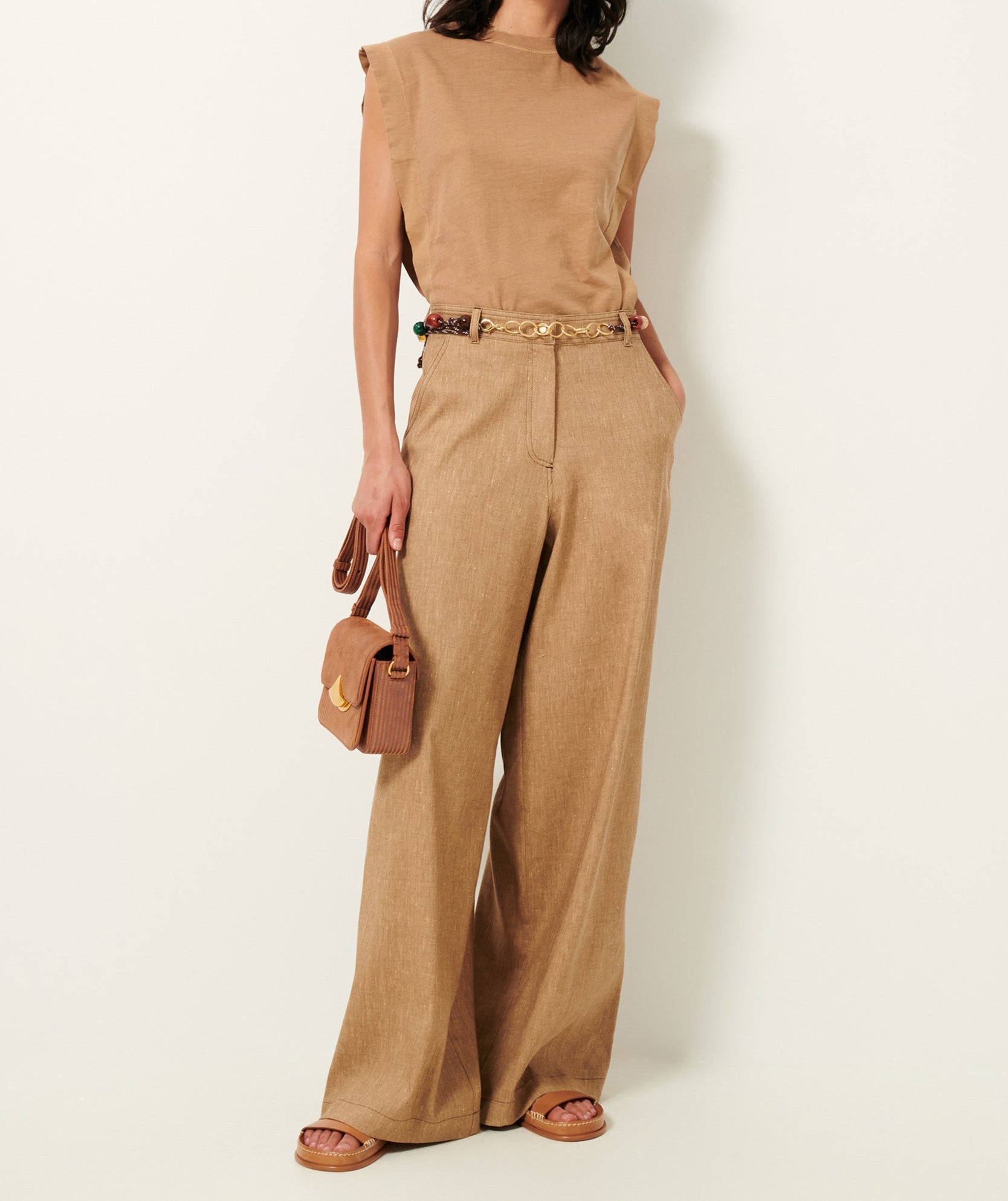 ORLANDO pleated sleeveless T-shirt