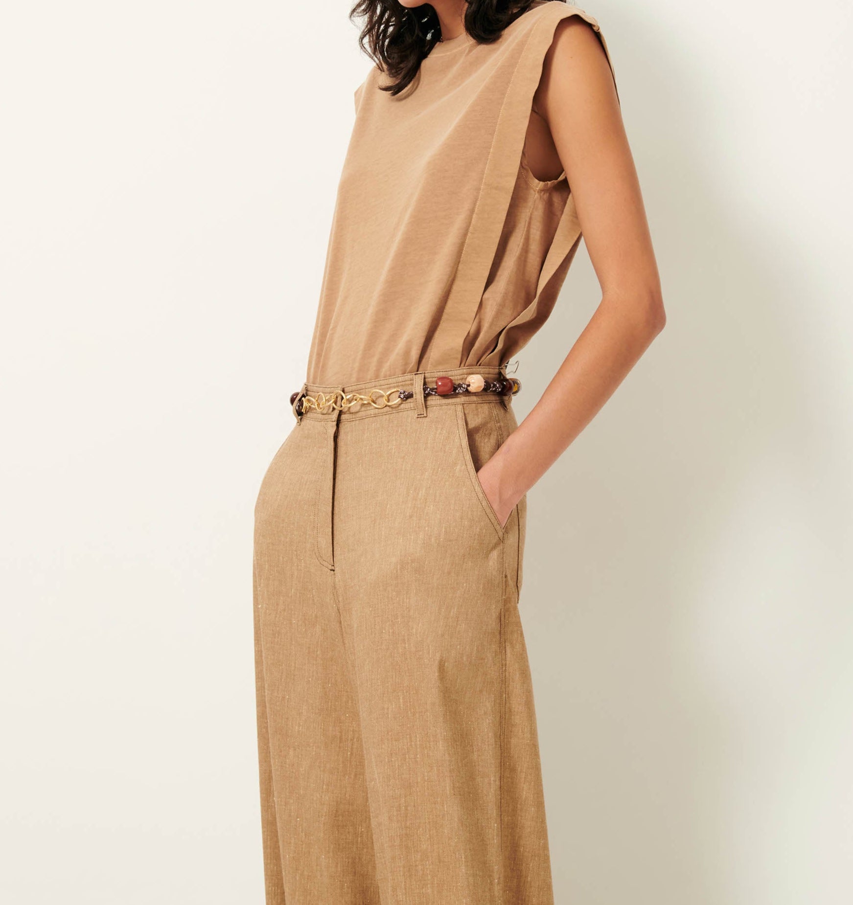 ORLANDO pleated sleeveless T-shirt