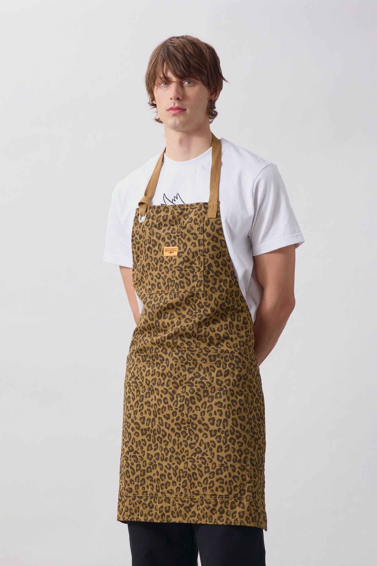 Patterned Apron - brown leopard