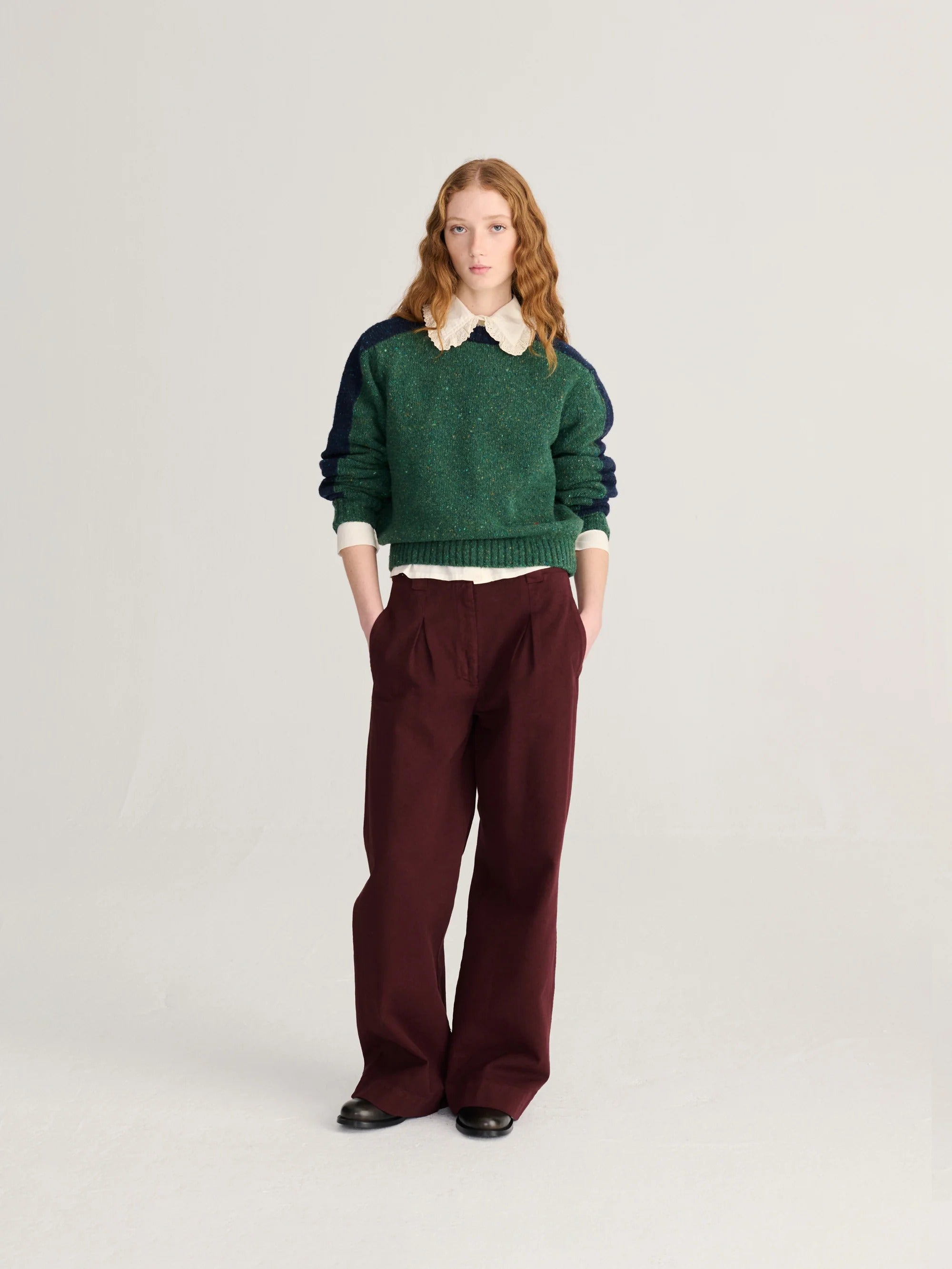 Color block wool blend jumper