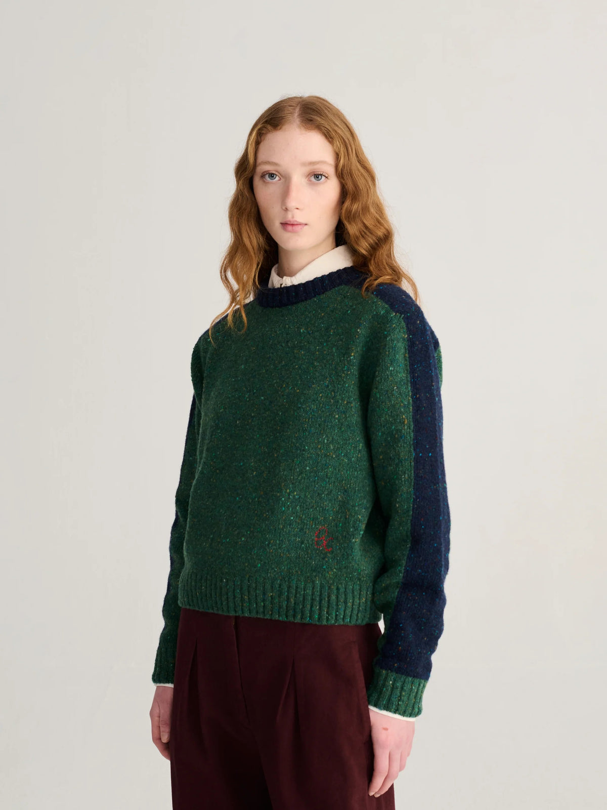 Color block wool blend jumper